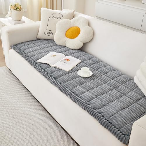 Awjcsv Couchbezug für Hunde, waschbar, flauschige Haustier-Couchbezüge für 3-Sitzer-Sofas, haustierfreundlich, rutschfester Sofabezug (Blau-Grau, 60 x 120 cm) von Awjcsv