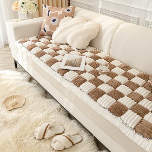 Awjcsv Hunde-Couch-Bezug, groß, kariert, quadratisch, Haustiermatte, Bettdecke für große Hunde, 70 x 180 cm, Dunkelbraun von Awjcsv