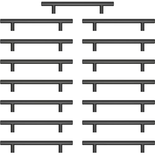 AwmnSrman Griffe für Küchenschränke Schrankgriffe Schwarz 128mm 15 Stück Edelstahl-Sprühfarbe Installation von schwarzen Löchern von AwmnSrman