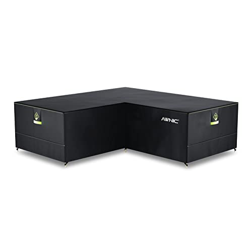 Awnic Abdeckung für Lounge Sofa L-Form Outdoor Rattansofa Abdeckung Schutzhülle für Garten Sofa Wasserdicht 420D Polyester 254x254x85x71cm von Awnic