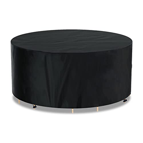 Awnic Rund Abdeckplane Gartenmöbel Winterfest Ø190X71cm, Schutzhülle Wasserdicht Rund 420D Oxford Gewebe, Anti-UV Reißfest Abdeckplane für Gartenmöbel Terrassenmöbel von Awnic