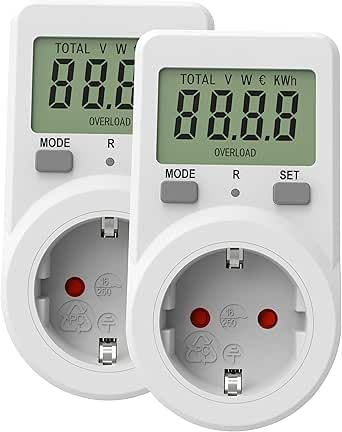 Awootsv Electricity Meter for Socket Power Meter Socket, Energy Cost Meter Awootsv, Power Consumption Meter KWH Watt stromzähler für steckdose strommessgerät steckdose（2 Pack） von Awootsv