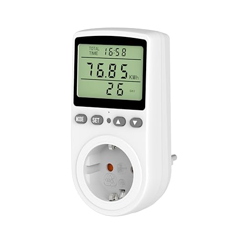 Awootsv Stromzähler für Steckdose Strommessgerät Energiekostenmessgerät mit LCD Bildschirm Balkonkraftwerk mit 11 Überwachungsmodi Stromverbrauchsmesser mit Überlastsicherung von Awootsv