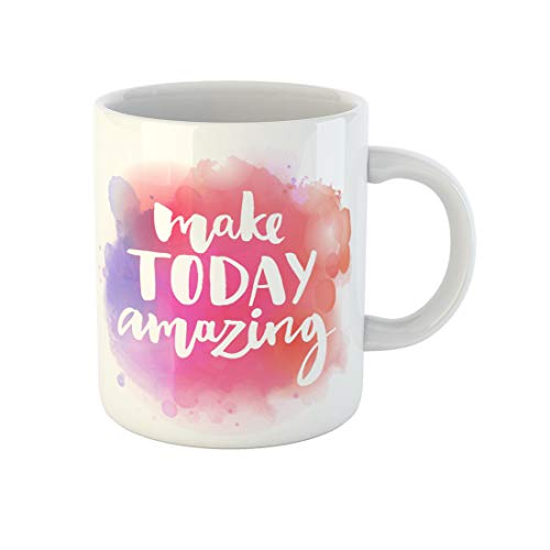 Awowee Kaffeetasse "Make Today" erstaunlich inspirierend bei buntem Aquarellspritzer, 325 ml, Keramik-Teetasse, tolles Geschenk oder Souvenir für Familie, Freunde, Kollegen von Awowee