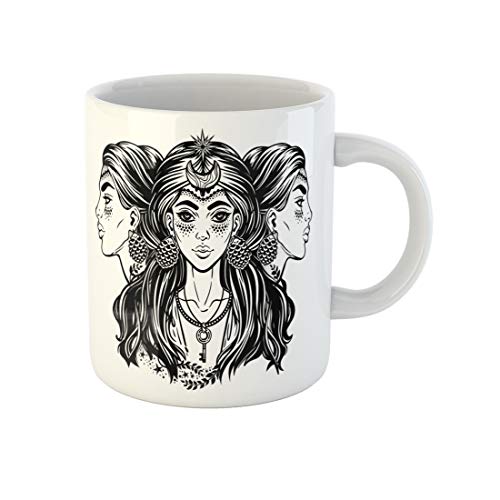 Awowee Kaffeetasse mit magischer Göttin Hecate, dreiseitig, schöne Frau, langes Haar, 325 ml, Keramik-Teetasse, tolles Geschenk oder Souvenir für Familie, Freunde, Kollegen von Awowee