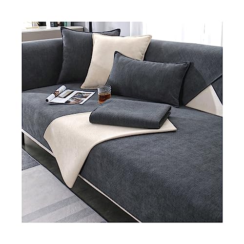 Awoyep Chenille Sofabezug, Sofabezug Ecksofa L Form, Couch Überzug U Form, Rutschfester Sofa Überzug 1/2/3/4 Sitzer, Sofaschoner, Chenille Couchbezug (Color : E, Size : 110 x 110 cm) von Awoyep