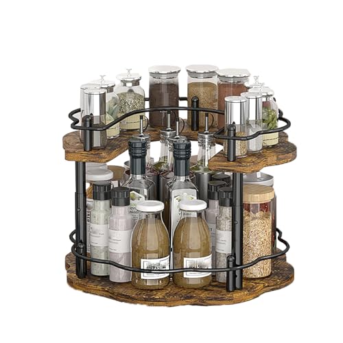 Awoyep Holz Drehteller Organizer Gewürzregal Drehbar: Drehbares Gewürzregal Küche Organizer Kühlschrank Drehregal Drehtablett Gewürzrondell Drehbar Küchen Arbeitsplaatte (Schwarz) von Awoyep