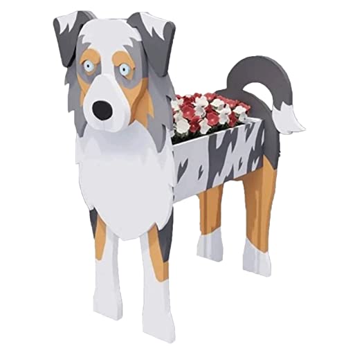 Awoyep Hund Blumentopf Australischer Schäferhund Niedlich Form Pflanzentopf, Blumentöpfe mit Drainage, Lustige Pflanzerpflanzen Aufbewahrungsbehälter (Color : Australian Shepherd) von Awoyep