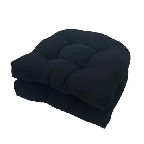 Awoyep Stuhlkissen 2er Set, Sessel Kissen Zurück Sitzkissen Pad 48x48 cm, Sitzpolster für Outdoor Geeignet, Bequemes Sitzpolster für Gartenmöbel Oder Stuhl (Color : Schwarz, Size : 48 * 48cm) von Awoyep