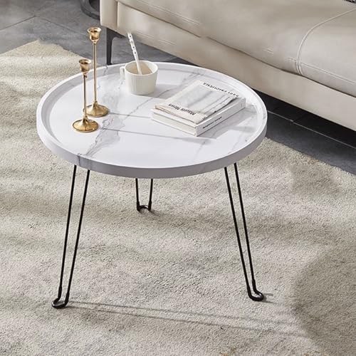 Kleinen Beistelltisch Couchtisch Holz Tisch: Klapptisch 1 PCS Sofatisch Modern Klappen Runder Größe: 40x40x38cm Beistelltische für Wohnzimmertisch Couch Schlafzimmer Sofa (Weiß, Einzel) von Awoyep