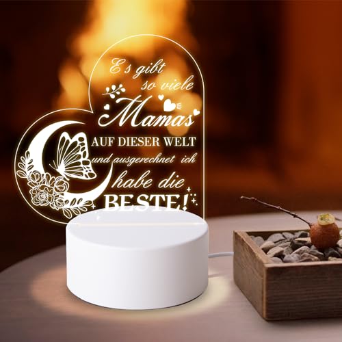 Awroutdoor Geschenke für Mama, Mama Geburtstagsgeschenk, LED Lampe Nachtlicht Personalisierte Geschenke Mama, Beste Mama Geschenk von Awroutdoor