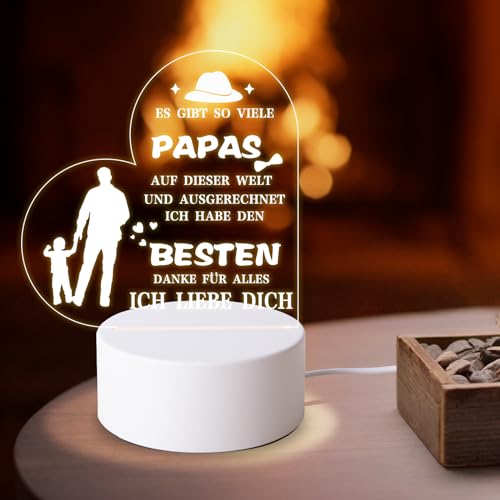 Awroutdoor Geschenke für Papa, Papa Geburtstagsgeschenk, Vatertagsgeschenke für Papa, LED Lampe Nachtlicht Personalisierte Geschenke Papa, Beste Papa Geschenk von Awroutdoor