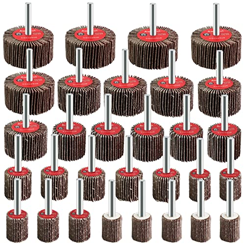 Fächerschleifer Set Körnung 80 Lamellenschleifer Schleifaufsatz für Akkuschrauber,Bohrmaschine,Geradschleifer (30pcs Rundschleifer) von Awutzut