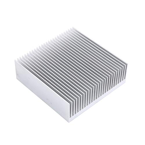 Awxlumv Aluminium-Kühlkörper, 80 x 80 x 27 mm, großer Kühlkörper, 26 Lamellen für LED, Power-High-Lüfter, silberfarben von Awxlumv