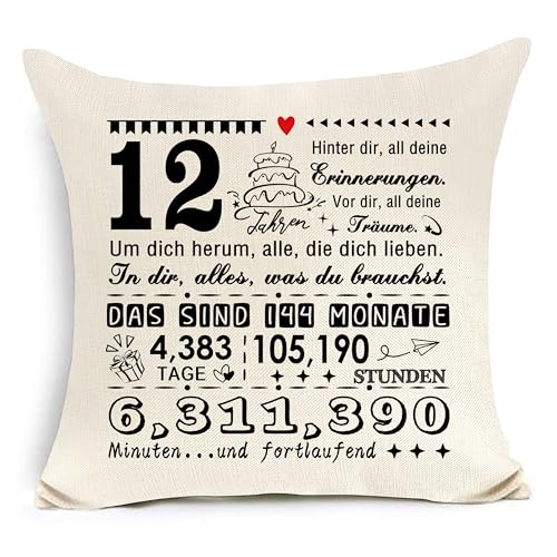 12. Geburtstag Kissen Abdeckung für 12 Jahre alt Mädchen Jungen Freund Tochter Sohn Schwester Bruder Neffe Enkel Enkel Cousins 12. Geburtstag Geschenk Inspirierendes Geschenk 12. Geburtstag Kissen Abdeckung für 12 Jahre alt Mädchen Jungen Freund Tochter Sohn Schwester Bruder Neffe Enkel Enkel Cousins 12. Geburtstag Geschenk Inspirierendes Geschenk von Awyuan