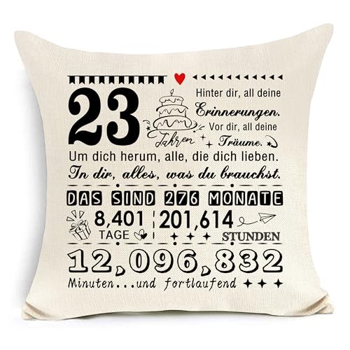 23. Geburtstag Kissen Abdeckung für 23 Jahre alt Teenager Freund Tochter Sohn Schwester Bruder Freundin Freund Cousin Klassenkameraden 23. Geburtstag Geschenk Inspirierendes Geschenk von Awyuan
