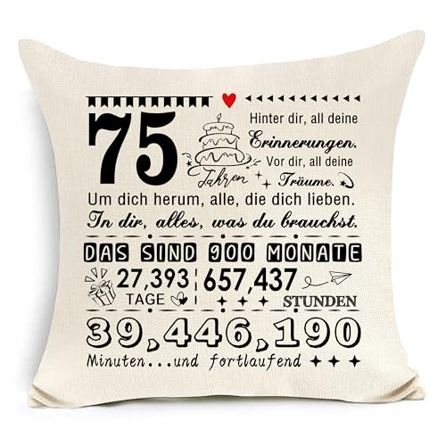 75. Geburtstag Kissen Abdeckung für 75 Jahre alt Mutter Vater Frau Ehemann Oma Großvater Pate Pate Lehrer Professor 75. Geburtstag Geschenk Inspirierendes Geschenk von Awyuan