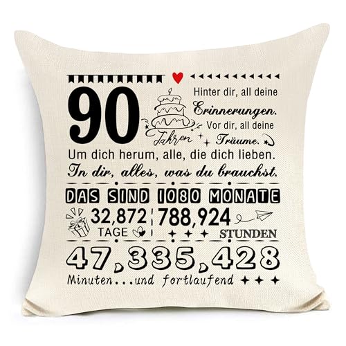 90. Geburtstag Kissen Abdeckung für 90 Jahre alt Mutter Vater Frau Ehemann Oma Großvater Pate Pate Lehrer Professor 90. Geburtstag Geschenk Inspirierendes Geschenk 90. Geburtstag Kissen Abdeckung für 90 Jahre alt Mutter Vater Frau Ehemann Oma Großvater Pate Pate Lehrer Professor 90. Geburtstag Geschenk Inspirierendes Geschenk von Awyuan