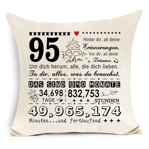 95. Geburtstag Kissen Abdeckung für 95 Jahre alt Mutter Vater Frau Ehemann Oma Großvater Pate Pate Lehrer Professor 95. Geburtstag Geschenk Inspirierendes Geschenk von Awyuan