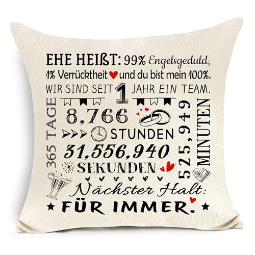Awyuan 1. Hochzeitstag Geschenk Jubiläumskissenbezug für Ehefrau Ehemann 1 Jahr Ehe Romantisches Geschenk für Paare Awyuan 1. Hochzeitstag Geschenk Jubiläumskissenbezug für Ehefrau Ehemann 1 Jahr Ehe Romantisches Geschenk für Paare von Awyuan