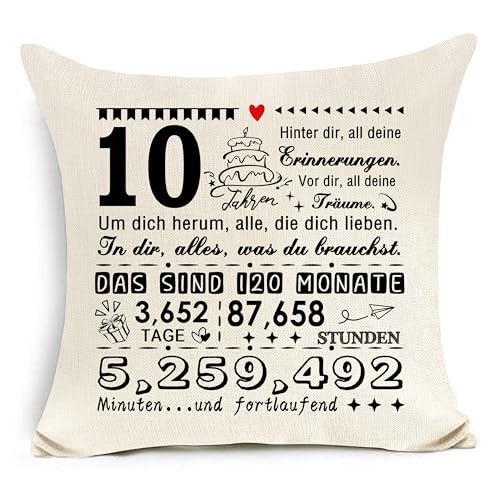 Awyuan 10. Geburtstag Kissenbezug für 10 Jahre alt Mädchen Jungen Freund Tochter Sohn Schwester Bruder Nichte Neffe Enkelin Enkel Cousins 10. Geburtstag Geschenk inspirierend Geschenk von Awyuan