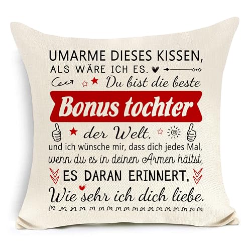 Awyuan Bonus-Tochter-Geschenk von Stiefmutter und Stiefvater Umarme Dieses Kissen, als wäre ich es Wohnaccessoire Kissenbezug für Bonus-Tochter Geburtstag Weihnachten Abschlussgeschenk Awyuan Bonus-Tochter-Geschenk von Stiefmutter und Stiefvater Umarme Dieses Kissen, als wäre ich es Wohnaccessoire Kissenbezug für Bonus-Tochter Geburtstag Weihnachten Abschlussgeschenk von Awyuan