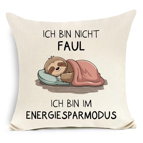 Awyuan Lustiges Geschenk Ich Bin Nicht faul, ich Bin im Energiesparmodus Kissenbezug für Frauen Männer Mutter Vater Großmutter Großvater Kreatives Kissen Geburtstagsgeschenk (Faultier) von Awyuan