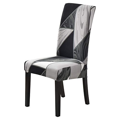 AxBALL 1/2/4/6 stück steckene floral Druck Stuhl Cover Home esszimmer Stuhl Stuhl deckt Spandex elastische Tuch Sitz Protector (Color : Black White Geometry, Size : 6pcs) von AxBALL