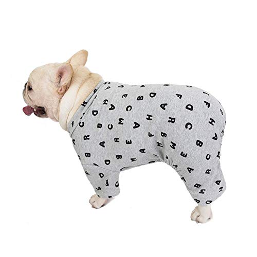 AxBALL Hundewinterkleidung Brief Drucken Hündchen Kostüm Französisch Bulldog Hundekleidung for mittlere große Hunde Mantel Pet Overalls Ropa Perro (Color : Gray, Size : Medium) von AxBALL