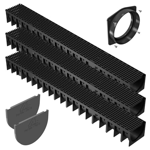 AxHeLL Wasserrinne mit Gitter aus schwarzem Kunststoff für Garage Garten Terrassen, 1 m x 120 x 92 mm, 3 Stück AxHeLL Wasserrinne mit Gitter aus schwarzem Kunststoff für Garage Garten Terrassen, 1 m x 120 x 92 mm, 3 Stück von AxHeLL