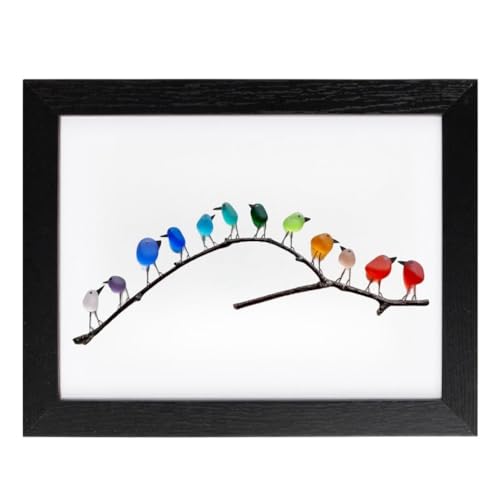 Axaooqeld 1 Stück Regenbogenvögel auf Zweig, Kunstharz und Treibholzbild, Regenbogenvogel-Wanddekoration für Schlafzimmer und Wohnzimmer, 30,5 cm von Axaooqeld