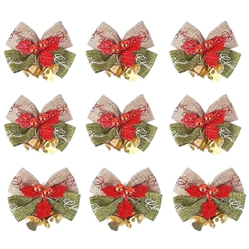 Axaooqeld Mini-Weihnachtsschleifen-Dekorationen, Grüne und Rote Jutekränze, Schleifen, Kleine Weihnachtsbaumschleifen für Hochzeit, Party, Langlebig, Einfach zu Verwenden, 6 X 5 X 2,2 cm von Axaooqeld