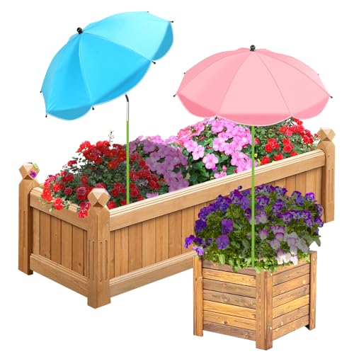 2 Stück verbesserte Pflanzenschirme für Outdoor-Pflanzen, 66 cm größer, Gartenpflanzenschirm mit verstellbarem Winkel, 110,2 cm höherer Sonnenschutz für Pflanzen, Topfpflanzen, Gartenbeete (Rosa und von Axcoix
