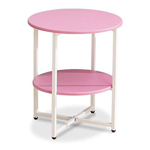 Axdwfd Klapptisch Beistelltisch, Kleiner Couchtisch Kleiner runder Tisch 2-Tier Sofa Beistelltisch Seitenschrank Schlafzimmer Nachttisch Convenient Mobil Beistelltisch (Color : Pink) von Axdwfd