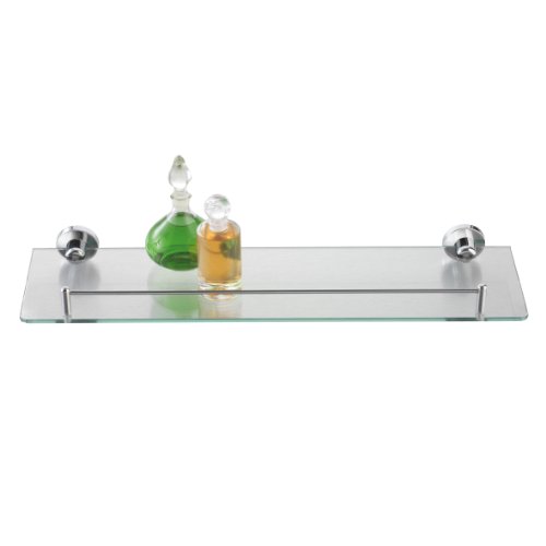 axentia Wandablage aus Glas mit verchromter Fassung als Badregal - Wandregal Bad & WC - Badablage für Spiegel & Waschbecken - Glasregal 50 cm - Badezimmer-Regal mit Reling aus Chrom & Glasablage klar von axentia