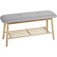 Axentia Sitzbank, holzfarben/grau, bambus/baumwolle, BxHxL: 90 x 30 x 90 cm von Axentia