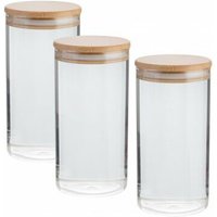 Vorratsdose, Glas, 3er-Set - transparent, holzfarben - Axentia von Axentia