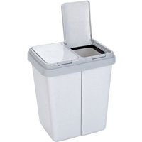 Axentia Zwei-Eimer Müllbehälter, Abfalleimer, Mülltrenner, Müllbehälter, 2 x 23 Liter, grau/granit, aus Kunststoff von Axentia