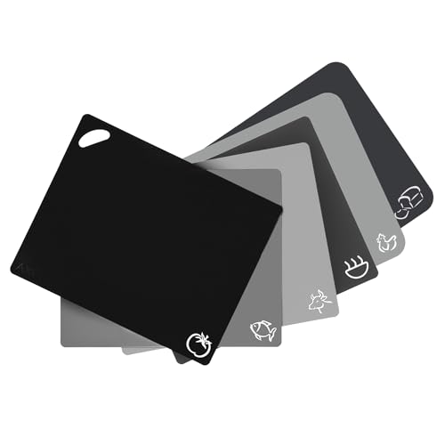 Axer Kunststoff Schneidebrett Set - 6x Küchen Schneidebrett Kunststoff Groß - Flexible Schneidebretter Spülmaschinenfest - Cutting Board Set - Frühstücksbrettchen Spülmaschinenfest von Axer