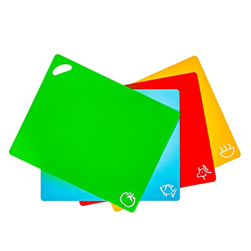 Axer Kunststoff Schneidebrett Set - 4x Küchen Schneidebrett Kunststoff Groß - Flexible Schneidebretter Spülmaschinenfest - Cutting Board Set - Frühstücksbrettchen Spülmaschinenfest Axer Kunststoff Schneidebrett Set - 4x Küchen Schneidebrett Kunststoff Groß - Flexible Schneidebretter Spülmaschinenfest - Cutting Board Set - Frühstücksbrettchen Spülmaschinenfest von Axer