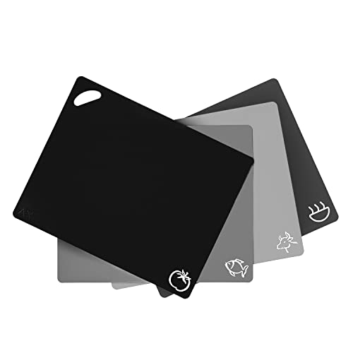 Axer Kunststoff Schneidebrett Set - 4x Küchen Schneidebrett Kunststoff Groß - Flexible Schneidebretter Spülmaschinenfest - Cutting Board Set - Frühstücksbrettchen Spülmaschinenfest Axer Kunststoff Schneidebrett Set - 4x Küchen Schneidebrett Kunststoff Groß - Flexible Schneidebretter Spülmaschinenfest - Cutting Board Set - Frühstücksbrettchen Spülmaschinenfest von Axer