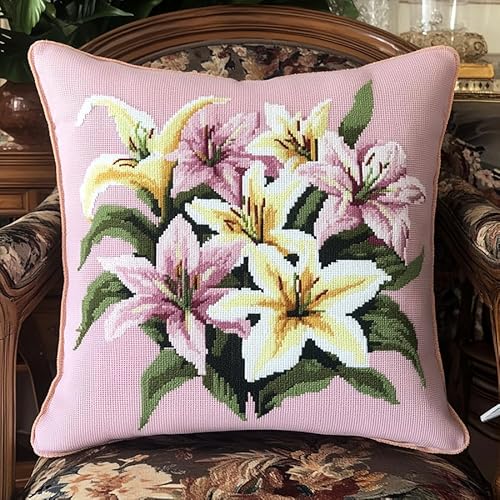 AxiangziK Blumen 11CT Stickpackung Kissenhülle,wunderschöne Lilien,vorgezeichnet komplettes Stickset mit Stickvorlage Stickerei-Kit zum Selbersticken Erwachsene,18x18in AxiangziK Blumen 11CT Stickpackung Kissenhülle,wunderschöne Lilien,vorgezeichnet komplettes Stickset mit Stickvorlage Stickerei-Kit zum Selbersticken Erwachsene,18x18in von AxiangziK