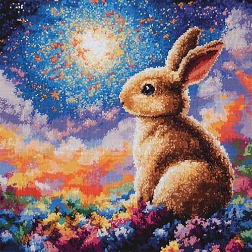 AxiangziK Nachtansicht Knüpfkissen Set,Kaninchen unter dem Sternenhimmel,für Kinder oder Anfänger Erwachsene zum Selber Knüpfen,DIY Knüpfteppich Knüpfpackung,Knüpfhaken Set,17x17in AxiangziK Nachtansicht Knüpfkissen Set,Kaninchen unter dem Sternenhimmel,für Kinder oder Anfänger Erwachsene zum Selber Knüpfen,DIY Knüpfteppich Knüpfpackung,Knüpfhaken Set,17x17in von AxiangziK