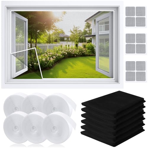 Axinyijia 6 Stück Fliegengitter Fenster150x130cm Mückennetz Fenster Fliegenschutz Insektenschutz mit 6 Rollen Selbstklebeband Mosquito Net Window (Schwarz) Axinyijia 6 Stück Fliegengitter Fenster150x130cm Mückennetz Fenster Fliegenschutz Insektenschutz mit 6 Rollen Selbstklebeband Mosquito Net Window (Schwarz) von Axinyijia