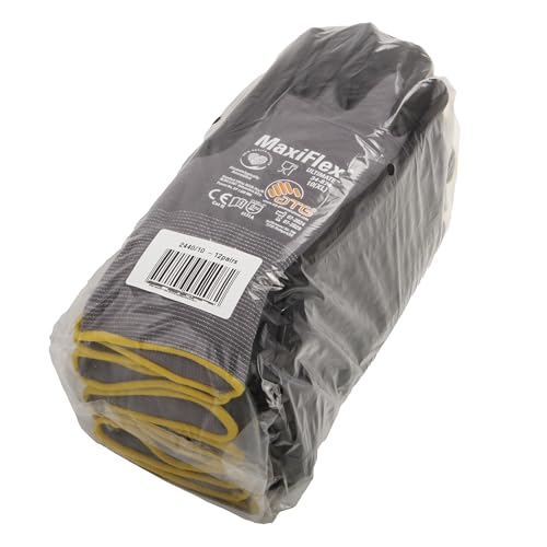 Axis Line 12 x Größe XL (10) MaxiFlex Ultimate Montagehandschuhe, Grau/Schwarz, Nylon/Lycra, Micro-Foam-Nitril-Beschichtung, 12 Paar, für Montage & Feinmechanik, Waschbar (12x XL/Gr. 10) von Axis Line