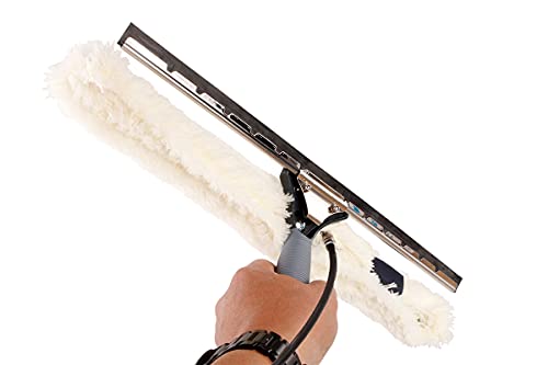 AxisLine Profi Kombi Fensterwischer wassergeführt 25/35/45/55cm mit Fensterabzieher & Einwascher Microfaser-Wischbezug und 2X Gummilippe (hart & weich) (45cm) von Axis Line