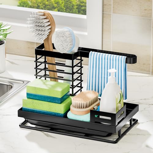 AxiwoIntl Spülbecken Organizer Küchen - Kitchen Sink Caddy Organizer mit Abflusspfanne, Spülmittel Halterung Küche, Schwammhalter Spüllappenhalter AxiwoIntl Spülbecken Organizer Küchen - Kitchen Sink Caddy Organizer mit Abflusspfanne, Spülmittel Halterung Küche, Schwammhalter Spüllappenhalter von AxiwoIntl
