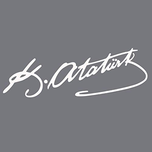ATATÜRK IMZA Autoaufkleber Sticker Wandtattoo Wandaufkleber Mustafa Kemal Unterschrift Signatur (Weiss, S 7cmx21cm) von Axppin