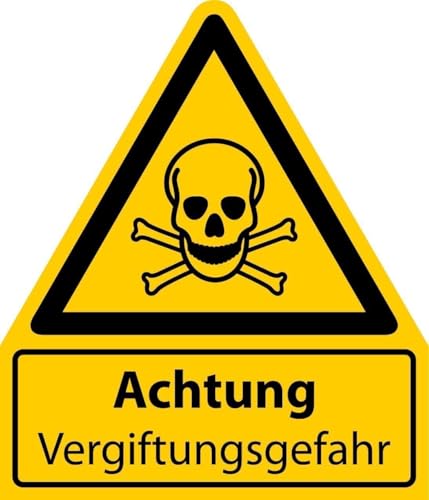 Aufkleber „Achtung Vergiftungsgefahr“ Kombi Warnung Folie nach ISO 7010 W016 | 210x245 mm Made in Germany von MBS-SIGNS