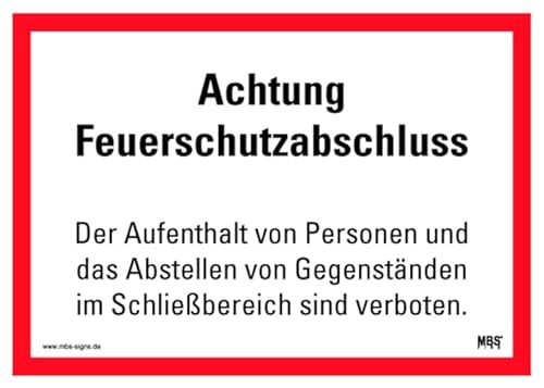 Aufkleber Feuerwehr Hinweis Text "Achtung Feuerschutzabschluss" Brandschutz Schild Folie selbstklebend | 14x20cm Made in Germany Aufkleber Feuerwehr Hinweis Text "Achtung Feuerschutzabschluss" Brandschutz Schild Folie selbstklebend | 14x20cm Made in Germany von MBS SIGNS